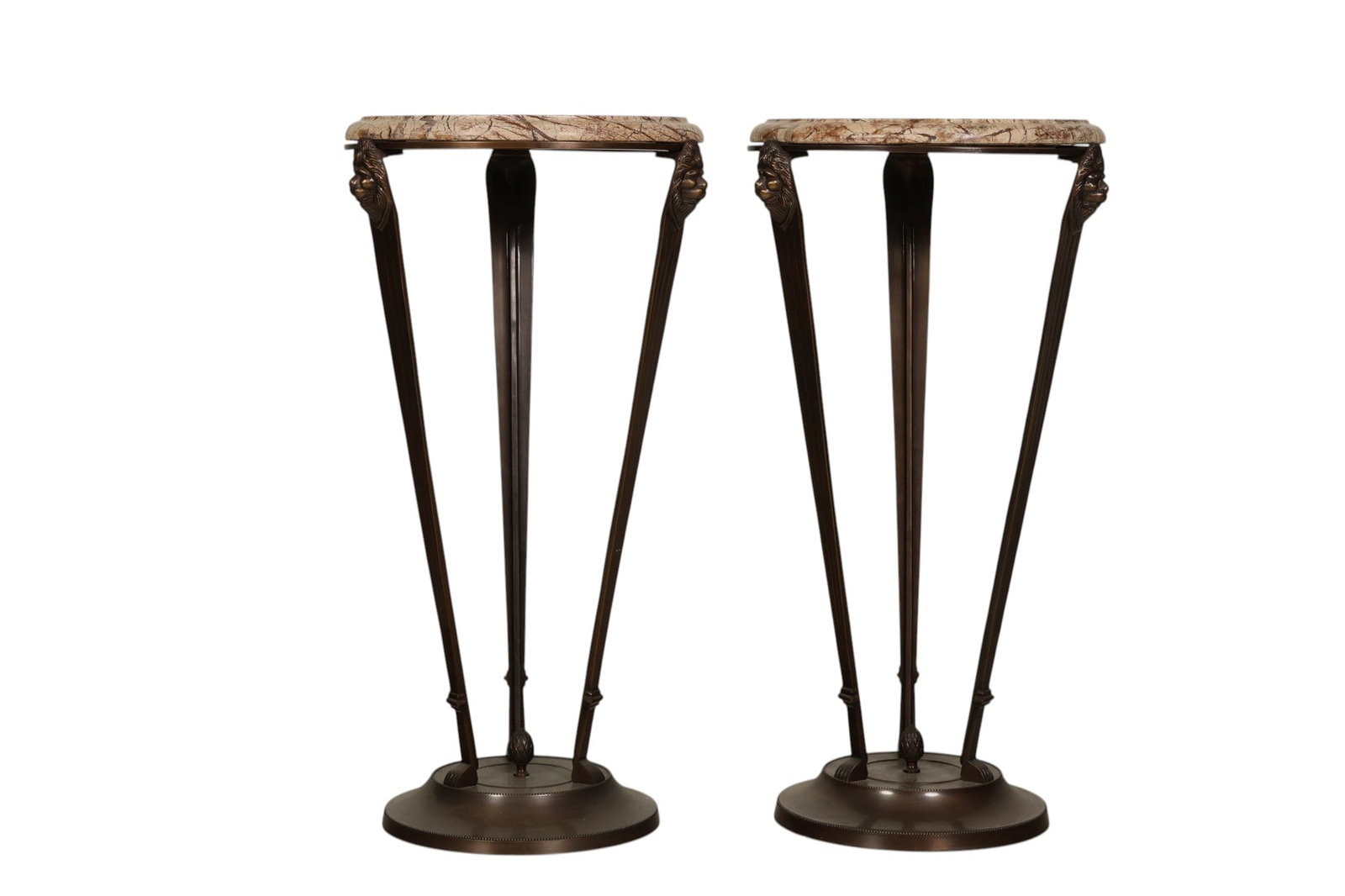 Pair Neoclassical Style Marble Top Pedestal Tables (1 of 6)