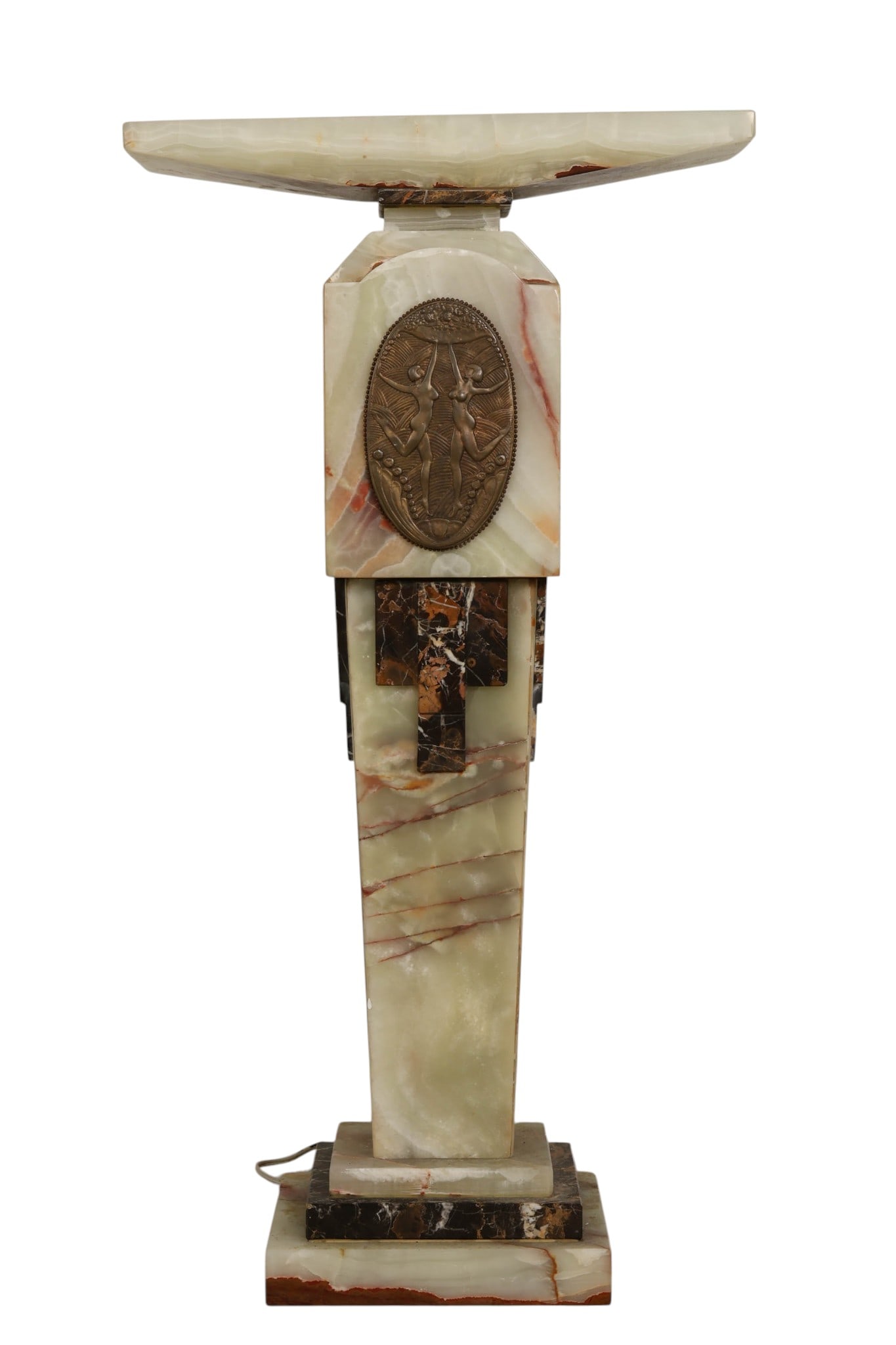 Marble Art Deco Style Pedestal with Metal Plaque (1 of 8)