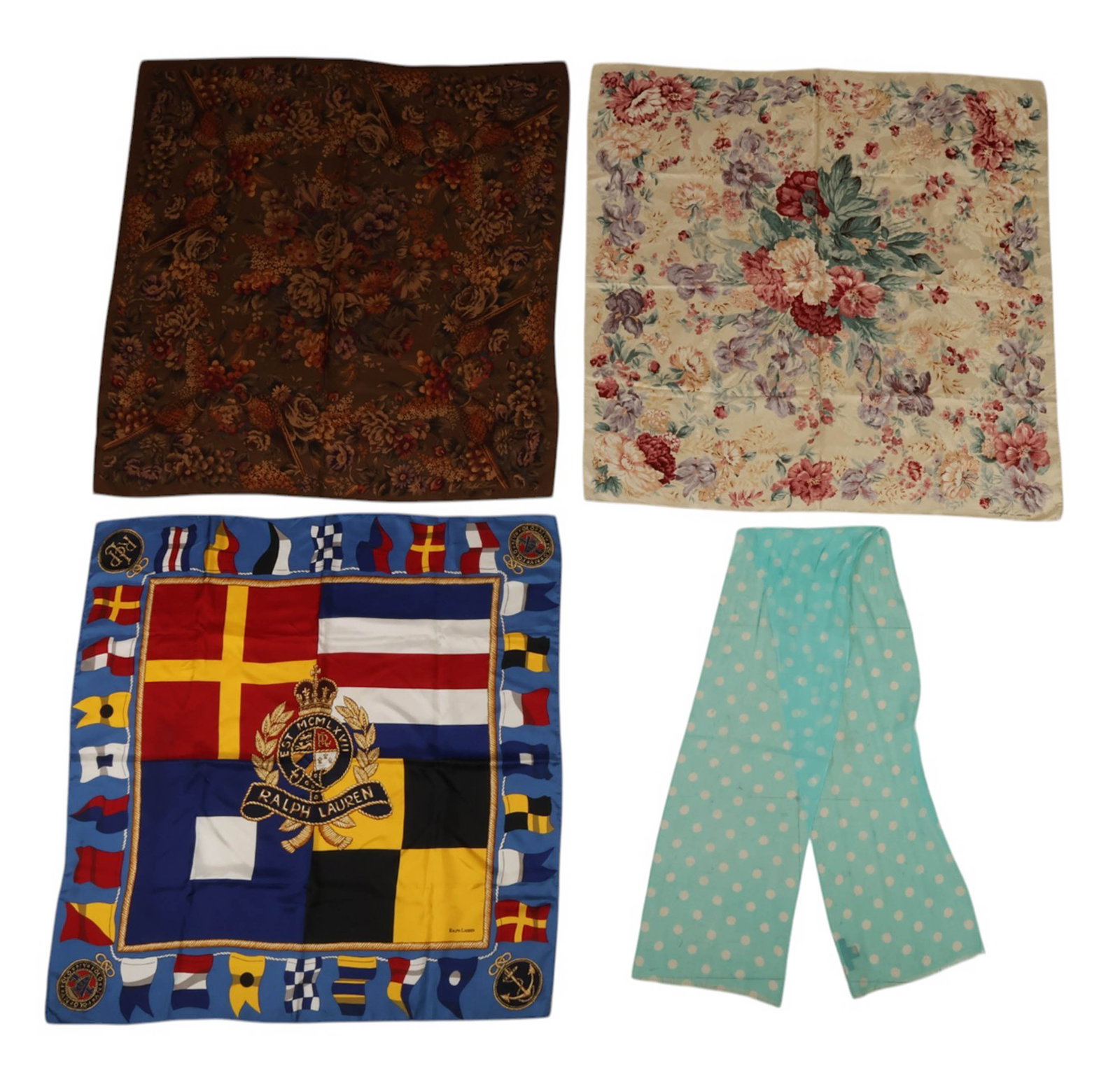 Ralph Lauren Nautical Floral Polka Dot Silk Scarfs (1 of 8)