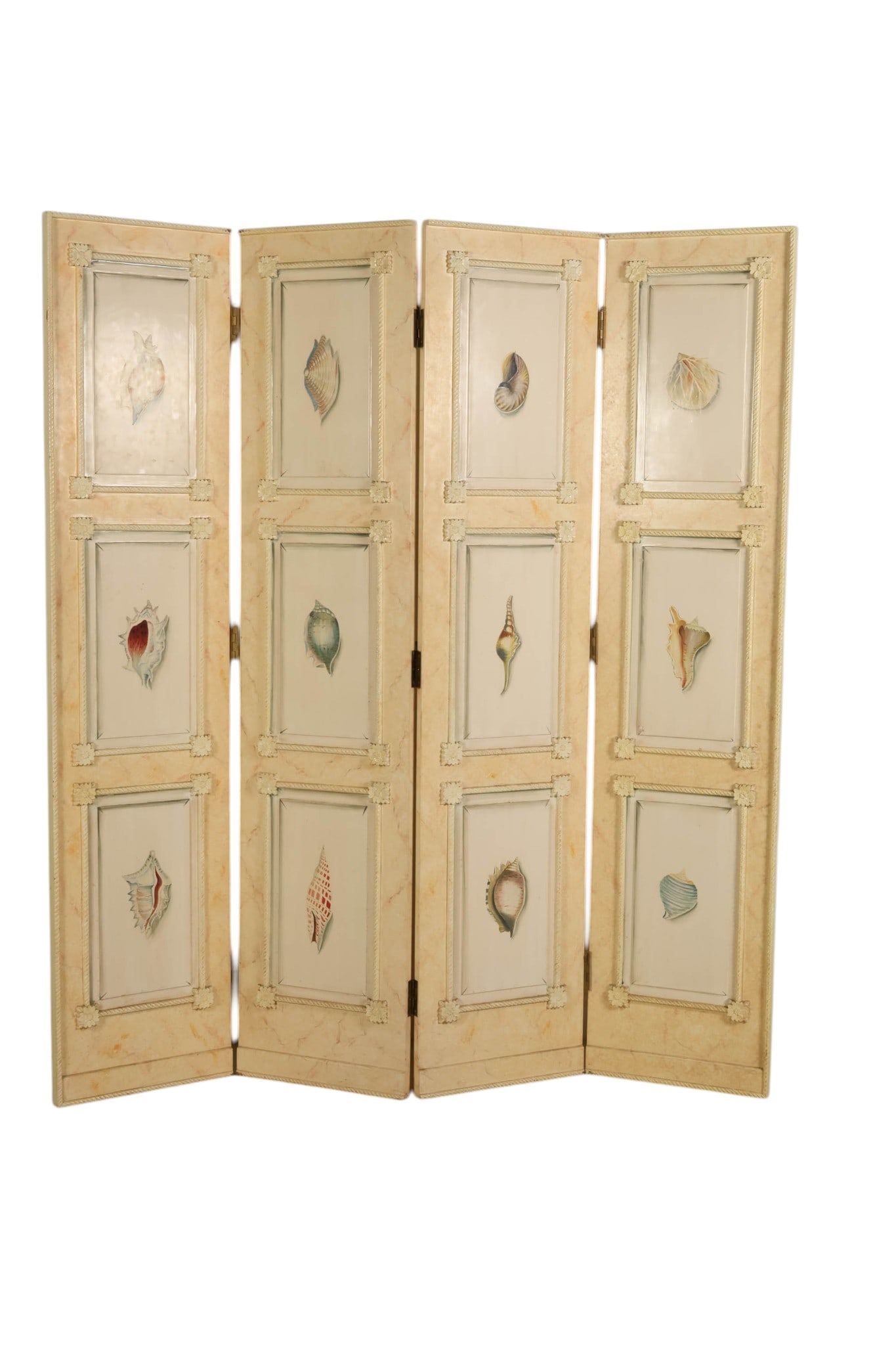 Four-Panel Hand-Painted Wooden Room Divider Screen (1 of 13)