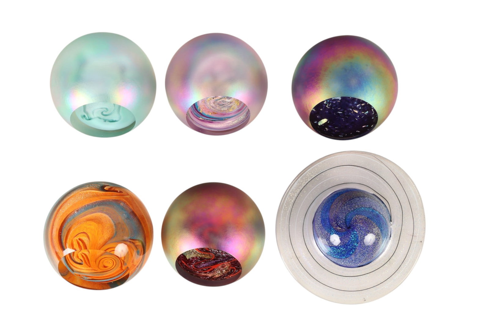 GES Glass Eye Studio Planet Paperweight 6pc LOT (1 of 7)