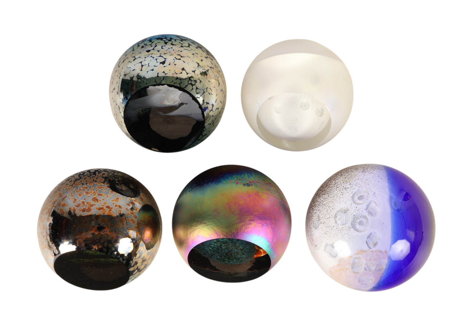 GES Glass Eye Studio Moon Paperweight 5 Piece LOT (1 of 8)