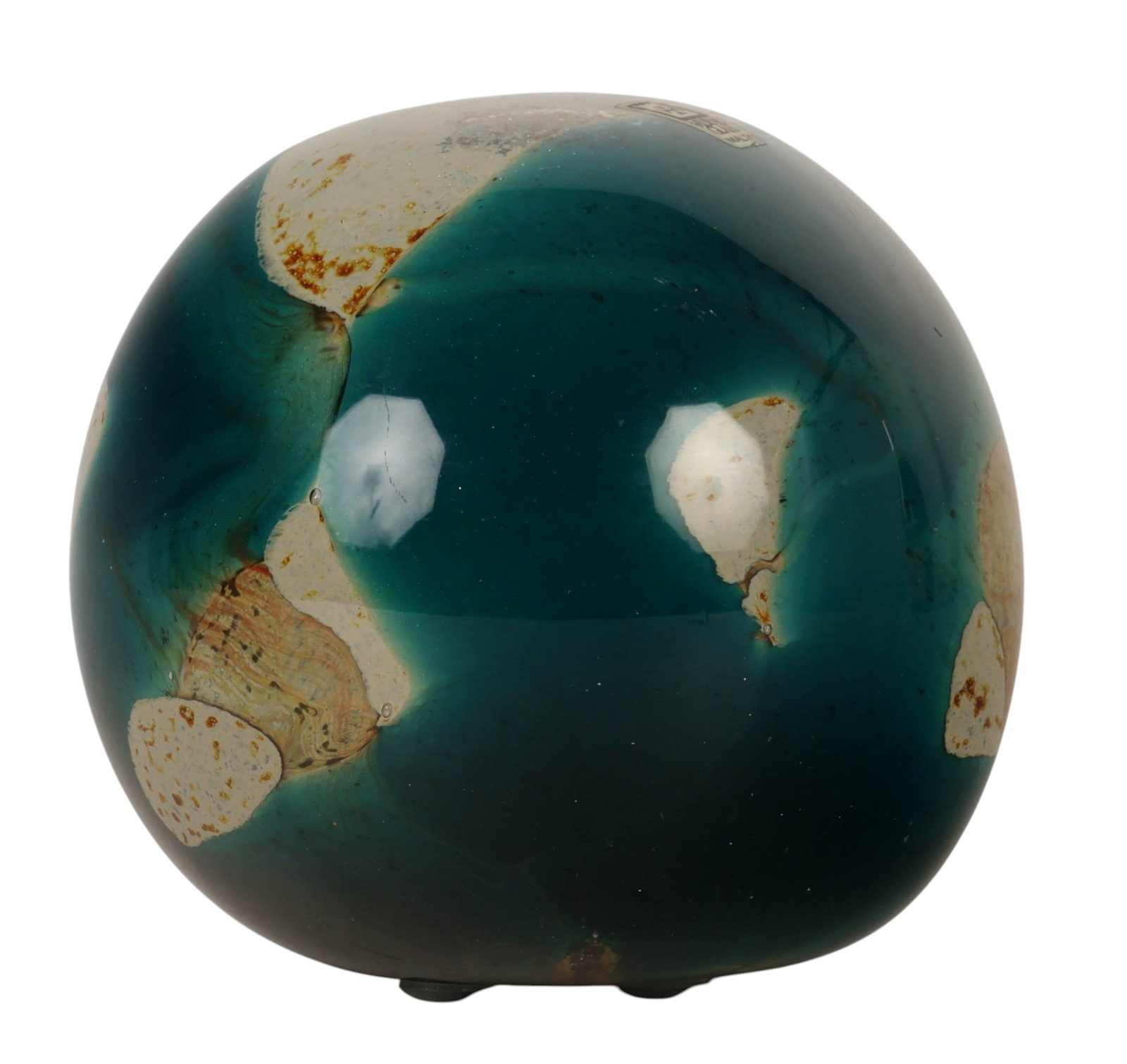 Mdina Studio Art Glass 5" Blue Sphere Paperweight (1 of 6)