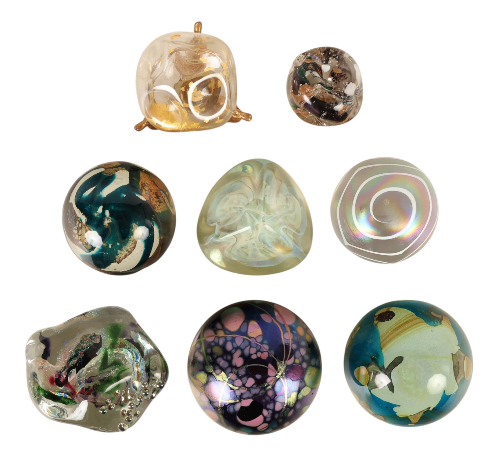 Studio Art Glass Paperweight Mdina Coleman 8pc LOT (1 of 7)
