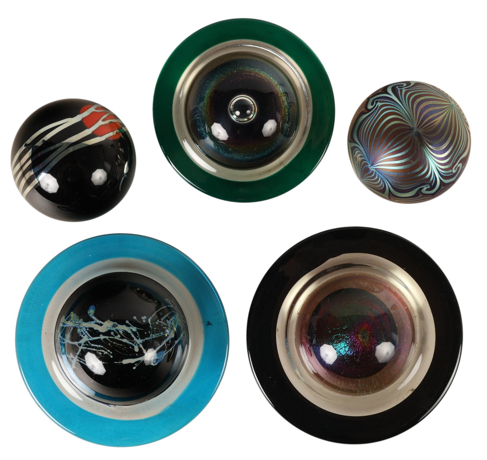 Steven Correia b.1949 Art Glass Paperweight 5p LOT (1 of 6)