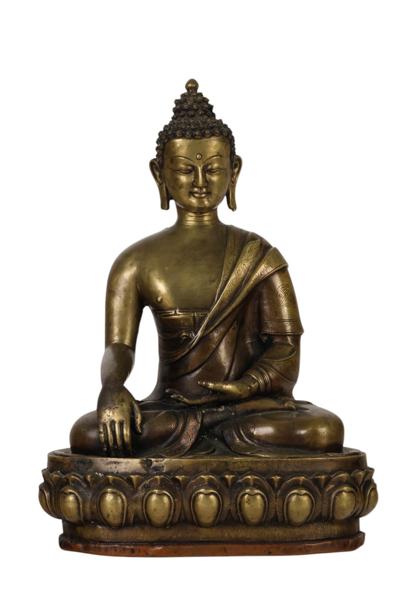 Antique Chinese Tibetan Brass Seated Buddha Statue (1 of 7)
