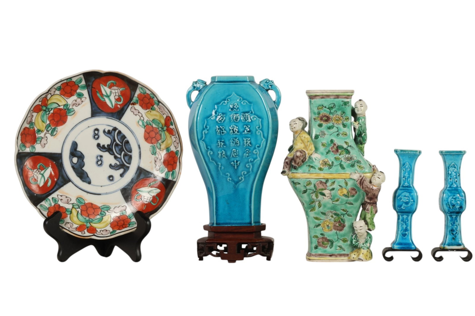 Chinese Porcelain Figural and Calligraphy Vase LOT (1 of 7)