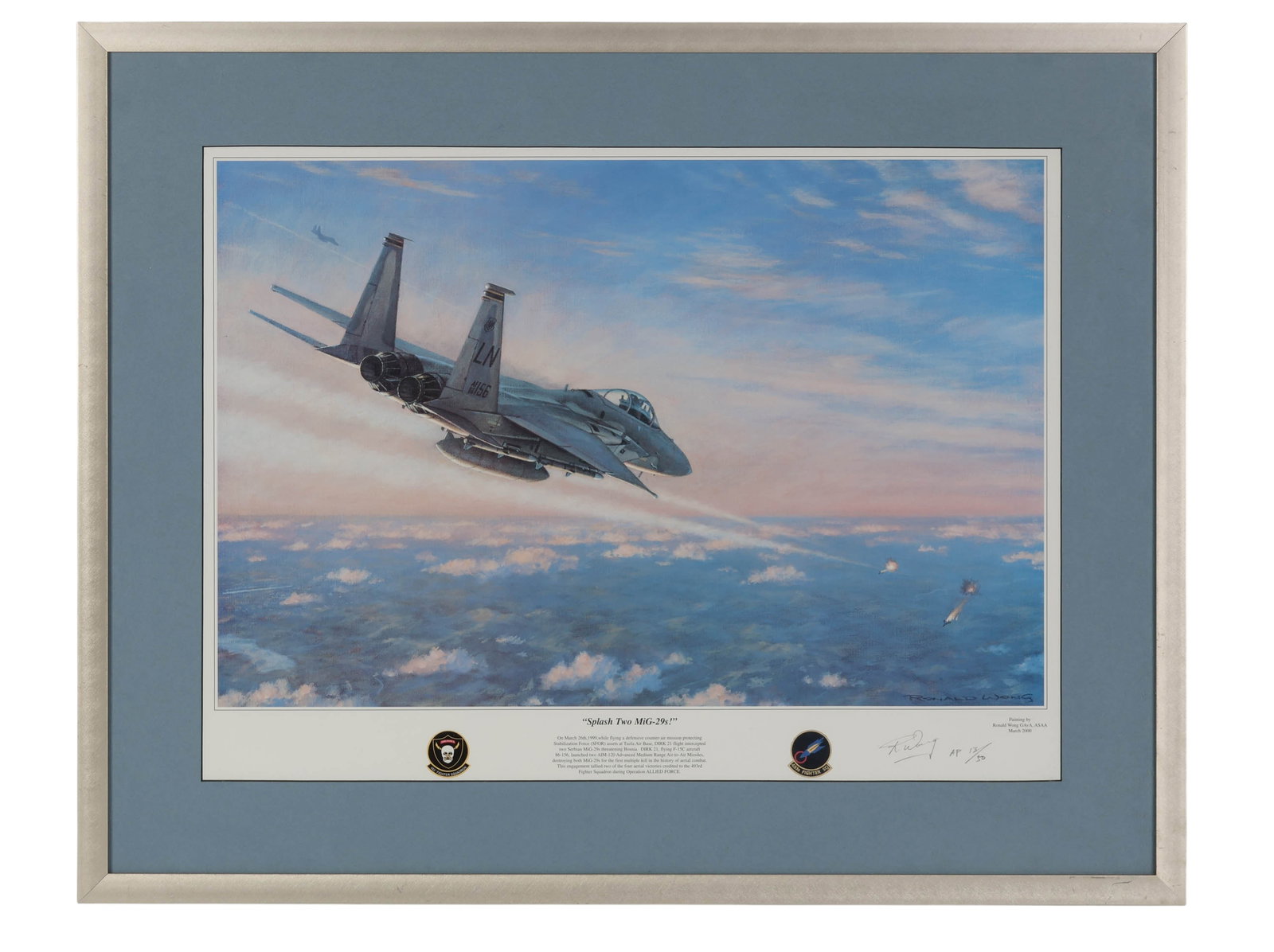 Ronald Wong Splash Two MiG-29s War Print SIGNED (1 of 7)
