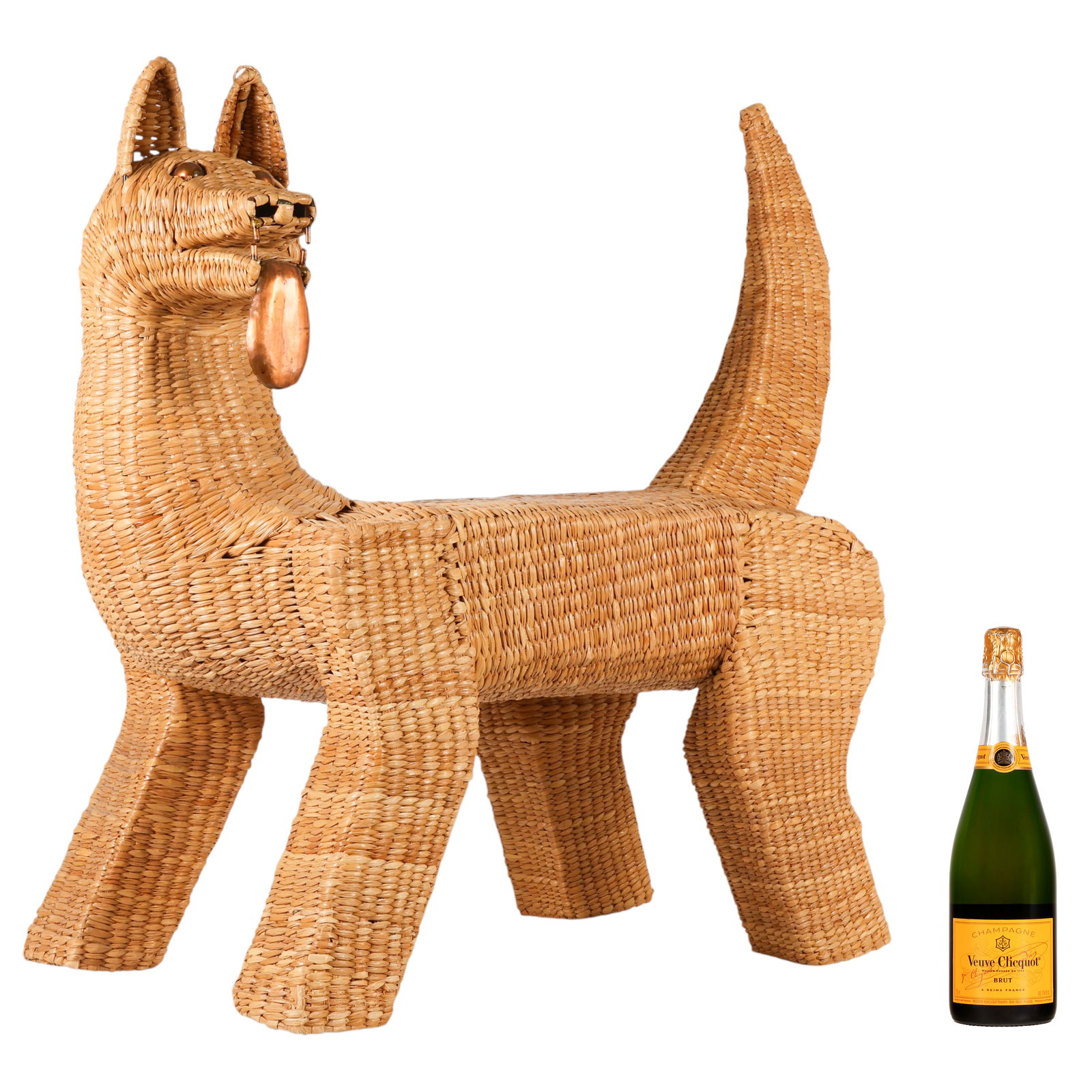 Mario Lopez Torres b.1952 Wicker Coyote Dog Bench (1 of 6)