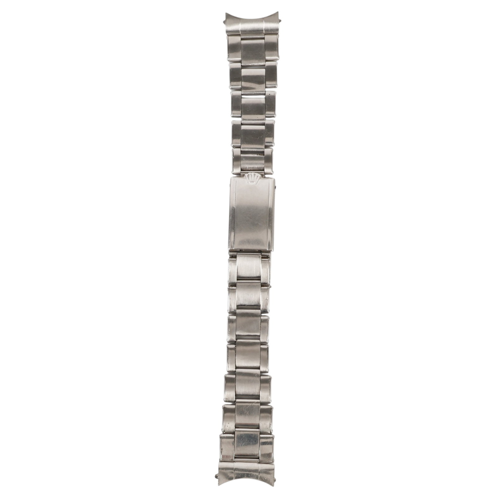 Rolex Vintage Rivet # 58 Stainless Steel Bracelet: Vintage Rolex Oyster rivet-link stainless steel standard wristwatch bracelet comprising twelve removable links, two end links stamped "58," and a folding clasp signed "Rolex," "Steel Inox," and "Swiss