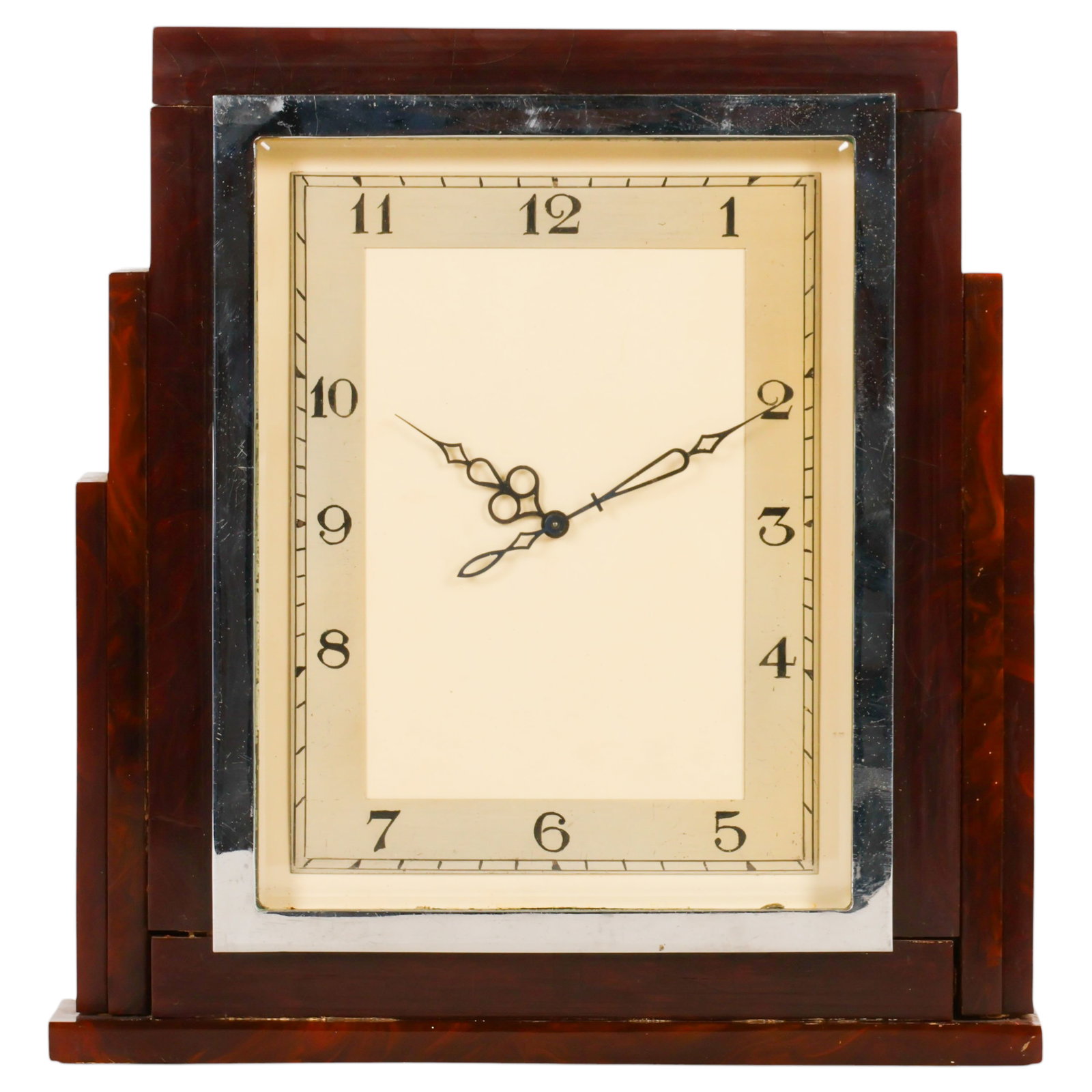 English Art Deco Dark Brown Bakelite Mantel Clock (1 of 6)