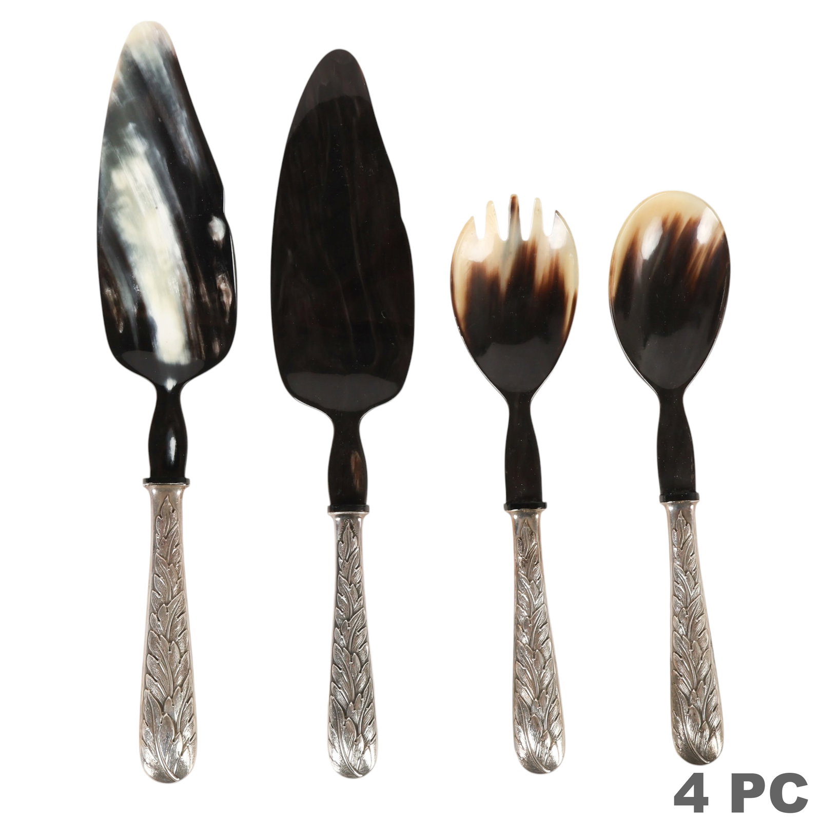 Buccellati Sterling Silver & Horn Servers 4pc LOT (1 of 6)