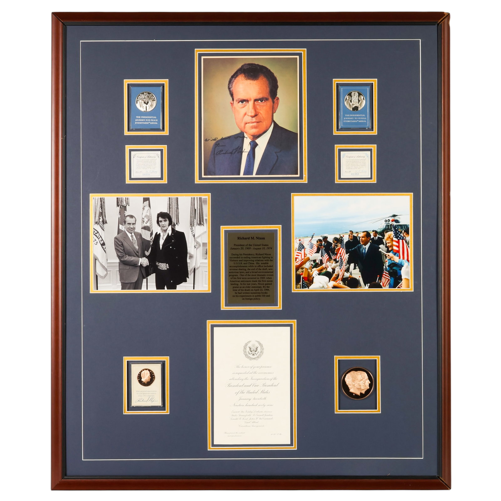 Nixon Franklin Mint Sterling Medal Display SIGNED (1 of 8)