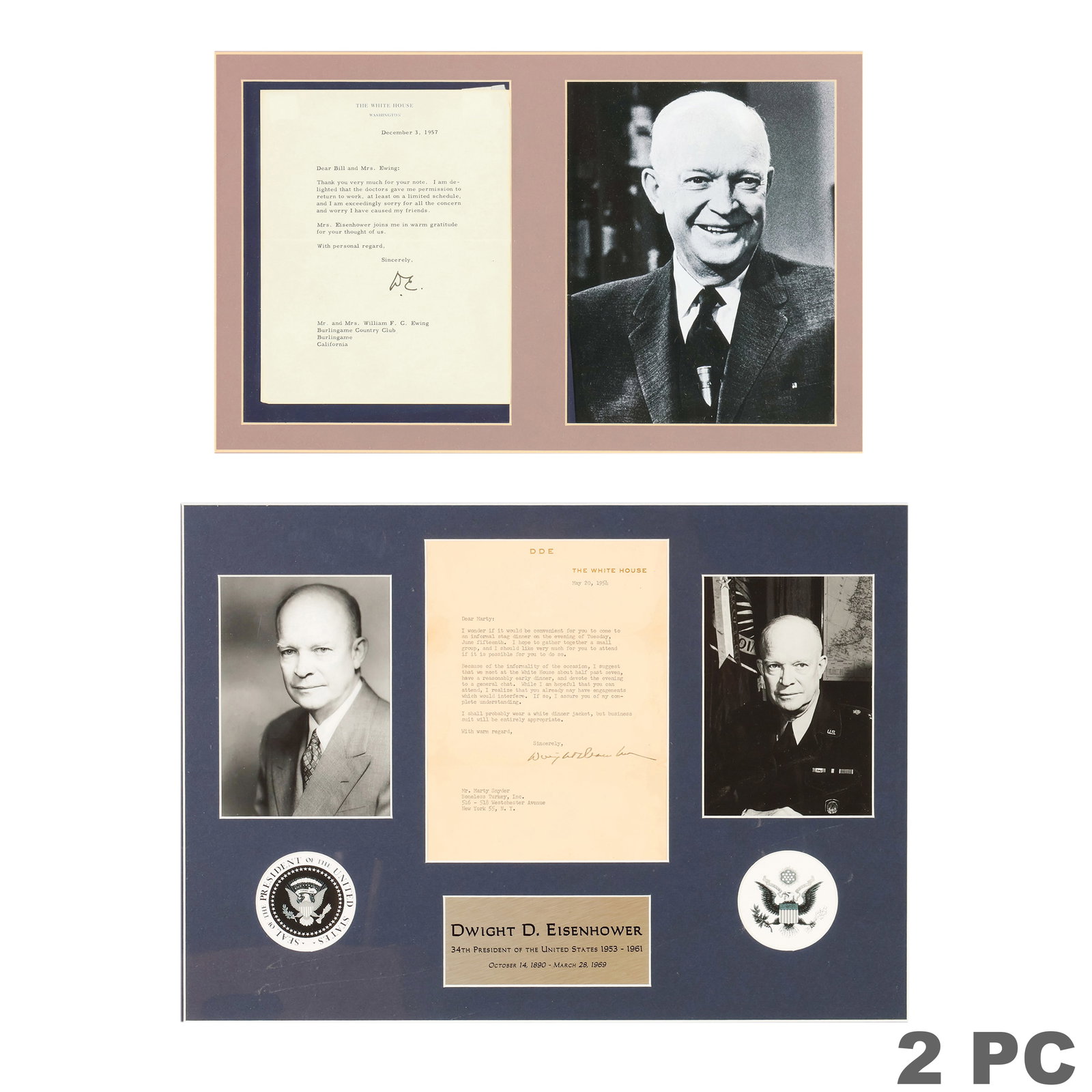 SIGNED President Dwight D. Eisenhower Letters LOT (1 of 8)
