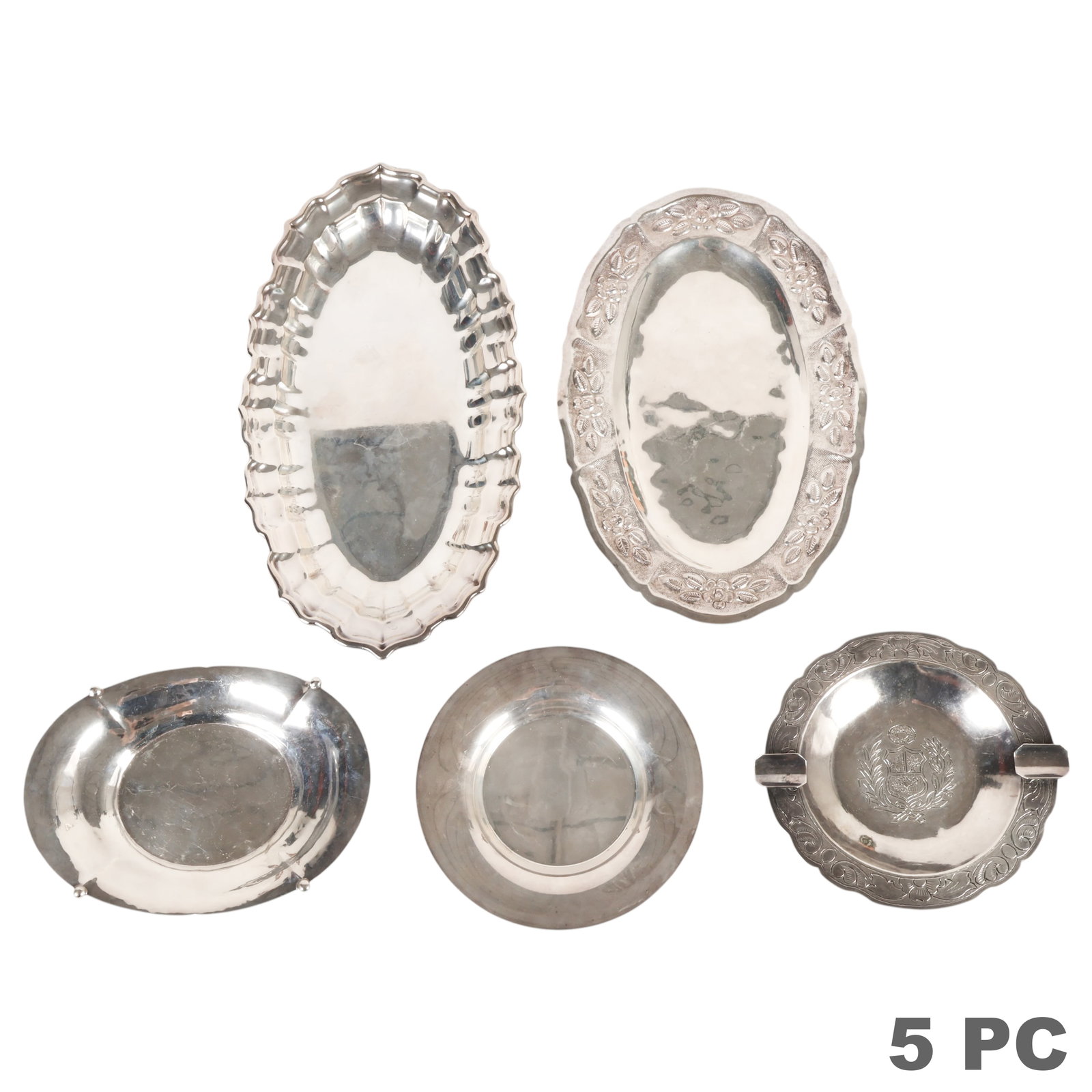 Sterling Silver Coasters and Trays 5pc LOT 1,118g. (1 of 6)