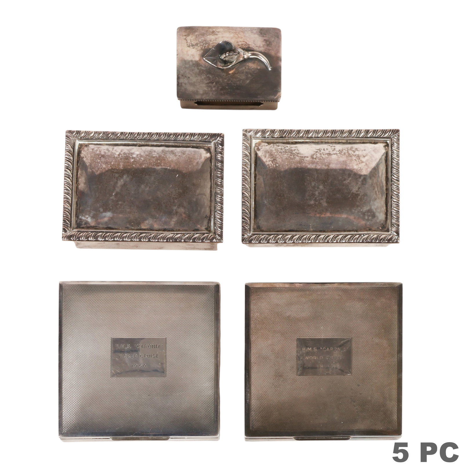 Sterling Silver Dresser Trinket Box 4pc LOT 1,115g (1 of 7)