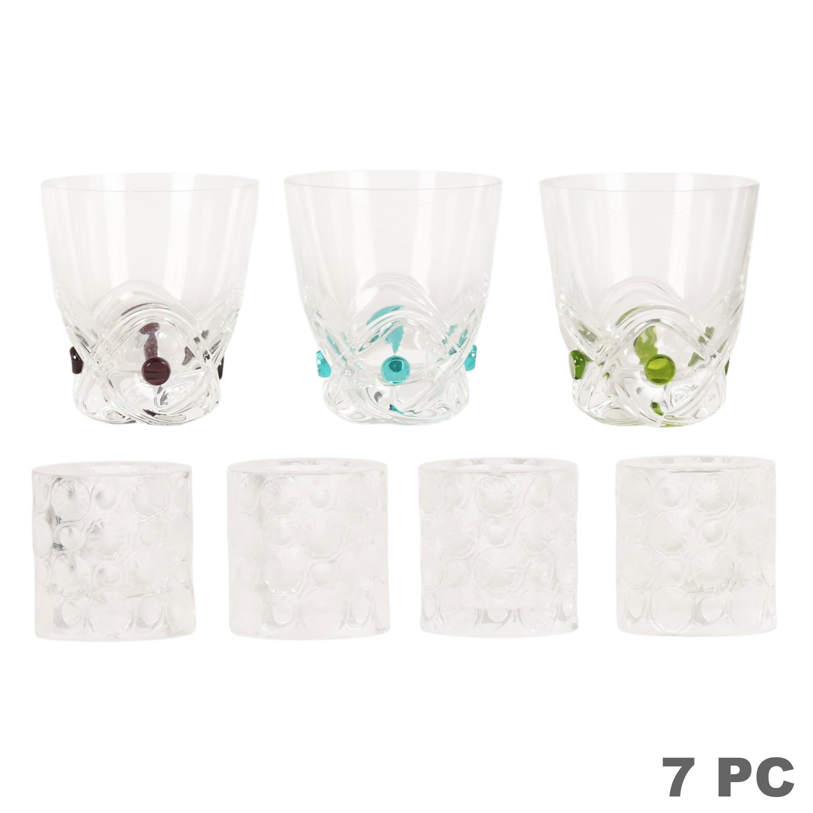 Lalique Floride Tumbler and Tokyo Holder 7pc LOT (1 of 7)