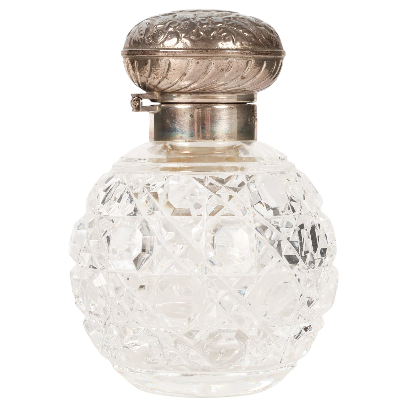 Victorian English Silver Cut Crystal Scent Bottle (1 of 6)