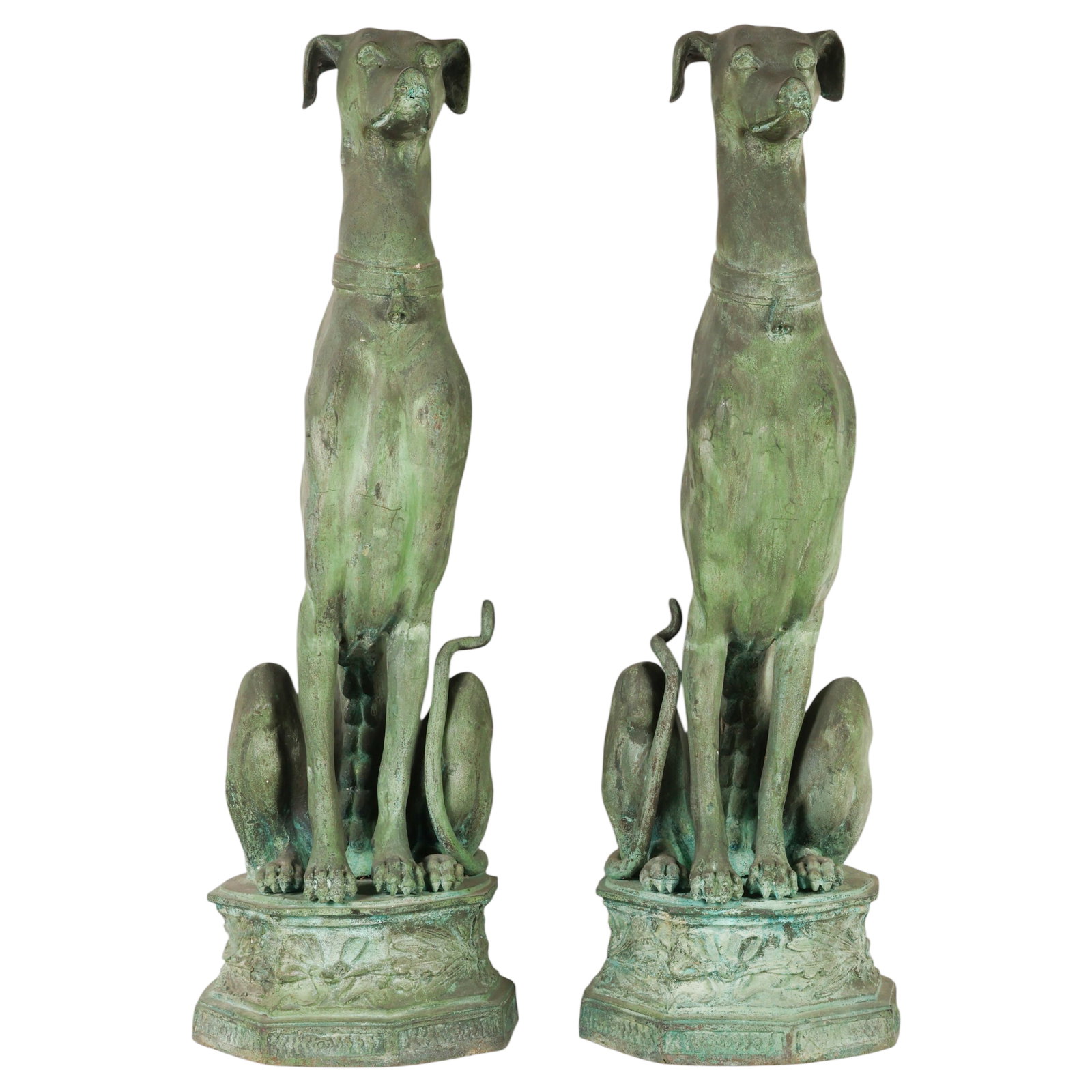 Pair of Bronze Patinated Greyhound Garden Statues (1 of 6)