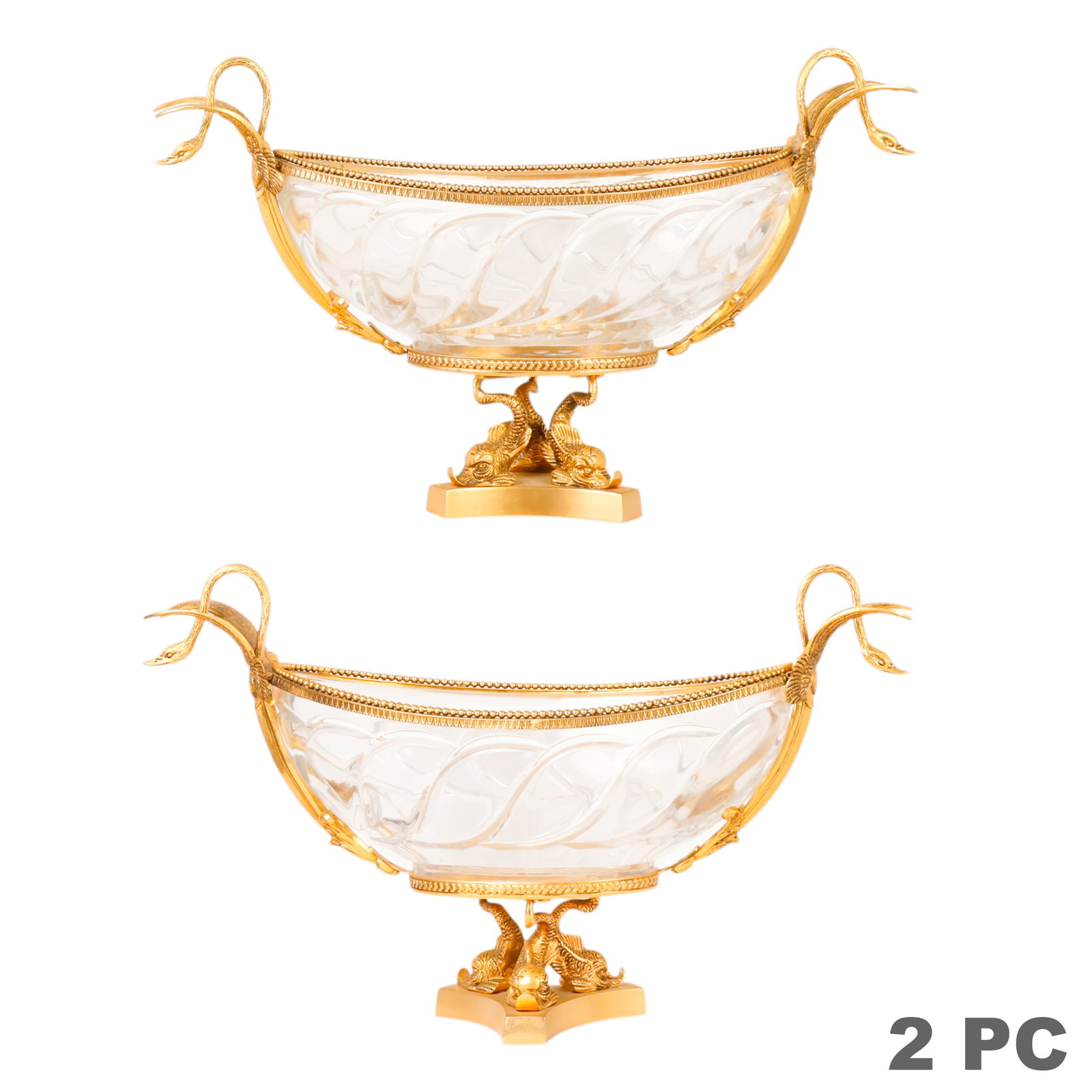 French Pair of Crystal Ormolu Swan Centerpiece (1 of 4)