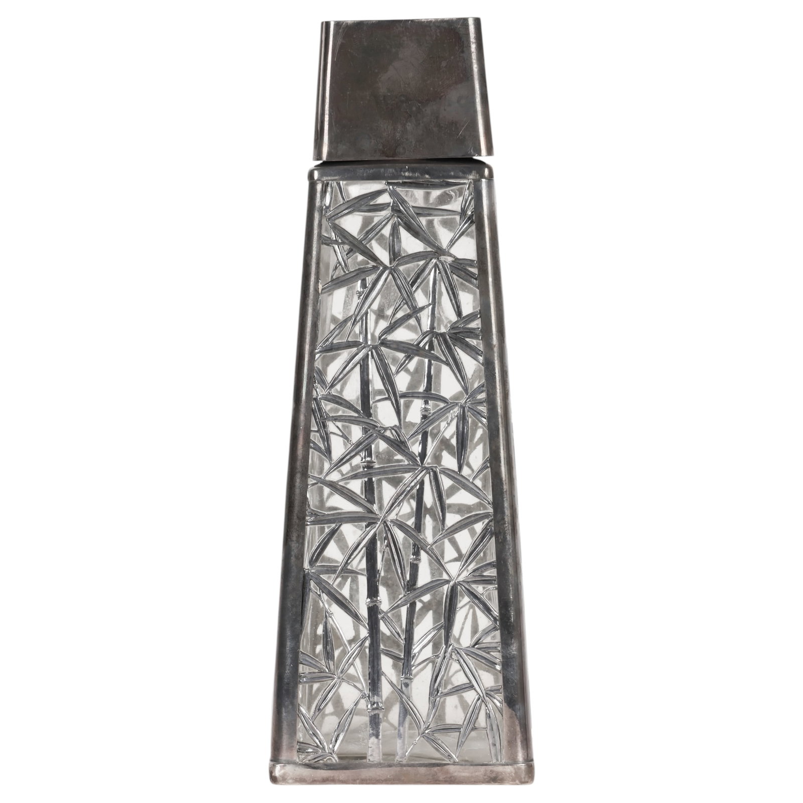 Japanese 950 Silver Bamboo Overlay Glass Decanter (1 of 6)