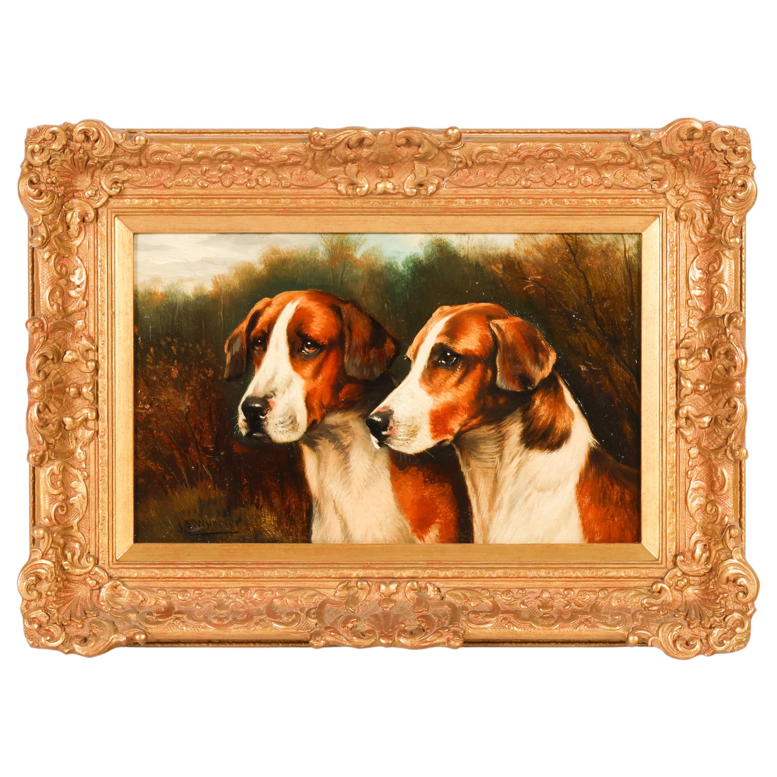 John Alfred Wheeler 1821-1903 Foxhounds Painting (1 of 7)