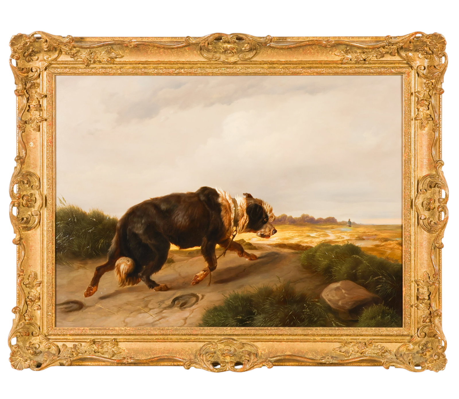 19C Continental Herding Dog in Landscape Painting (1 of 7)