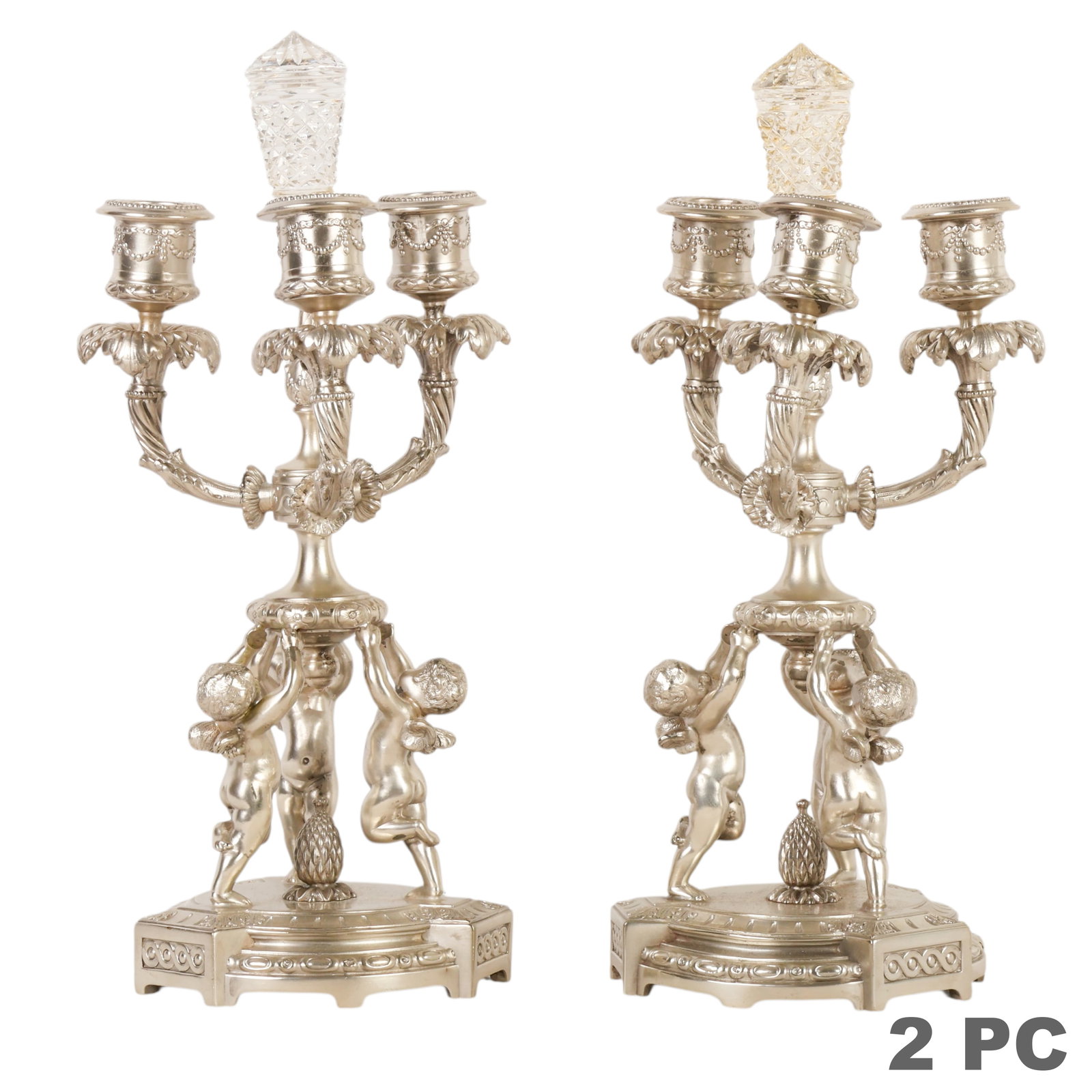Pairpoint Pair of Figural Three-Light Candelabras (1 of 7)