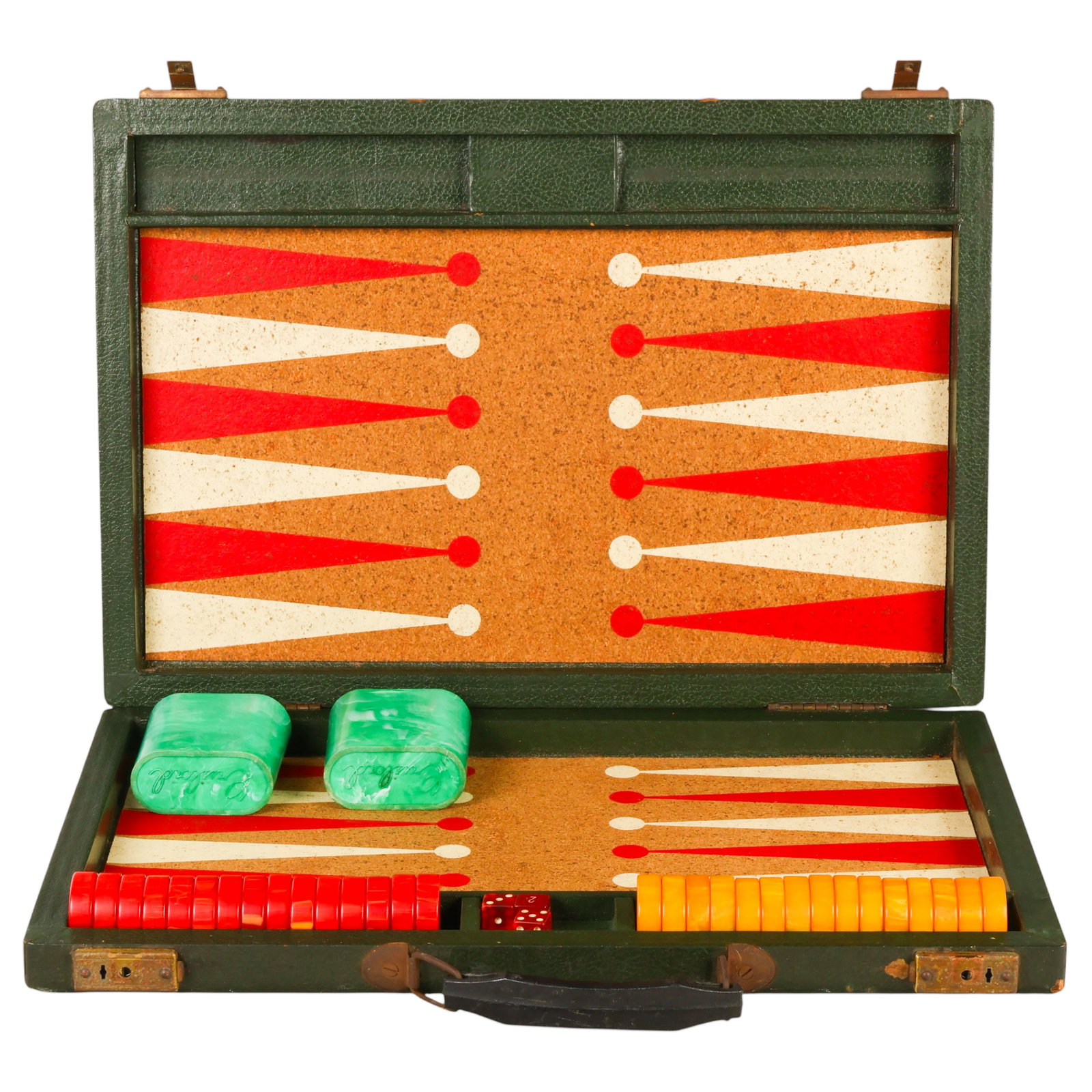 Vintage Crisloid Bakelite Backgammon Set in Case (1 of 6)