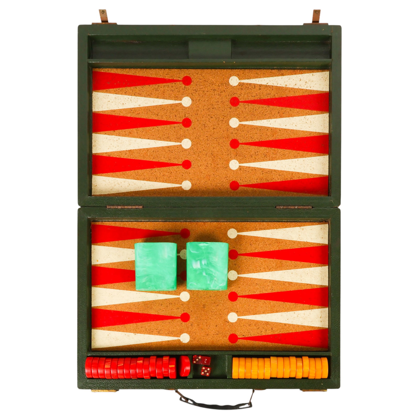 Vintage Crisloid Bakelite Backgammon Set in Case - 3