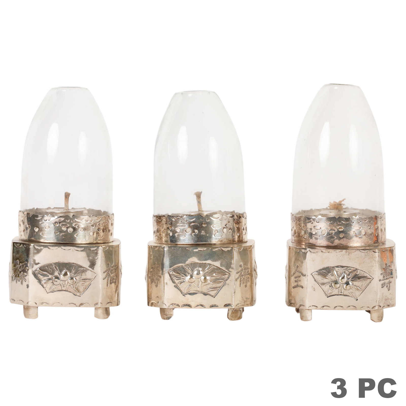 Chinese Export Silverplate & Glass Opium Lamps LOT (1 of 6)