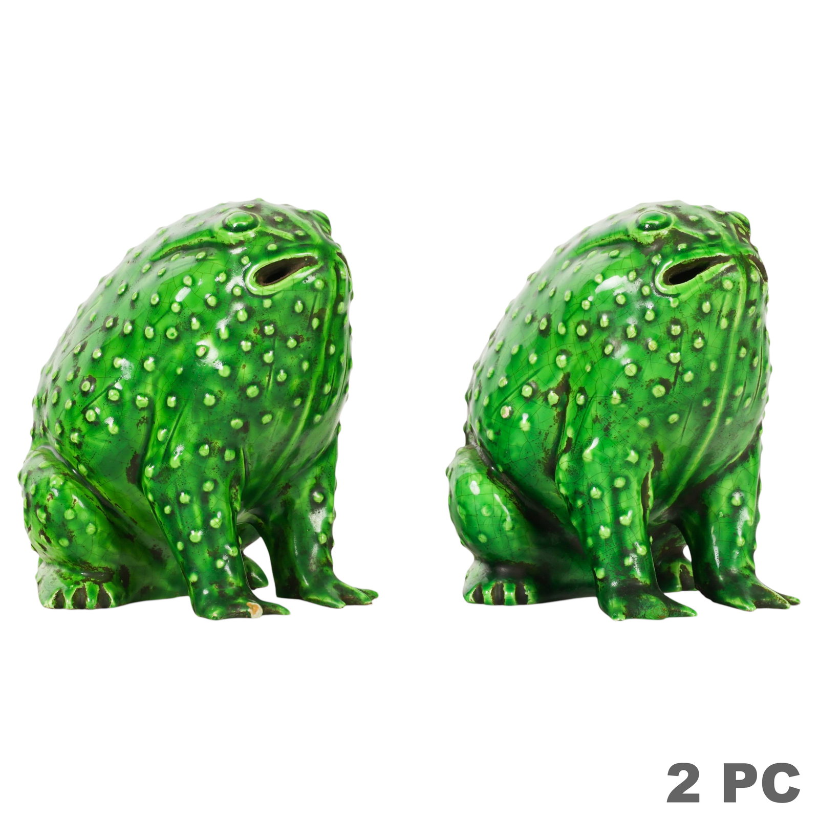 Chinese Export Pair of Green Glazed Frog Figurines (1 of 7)