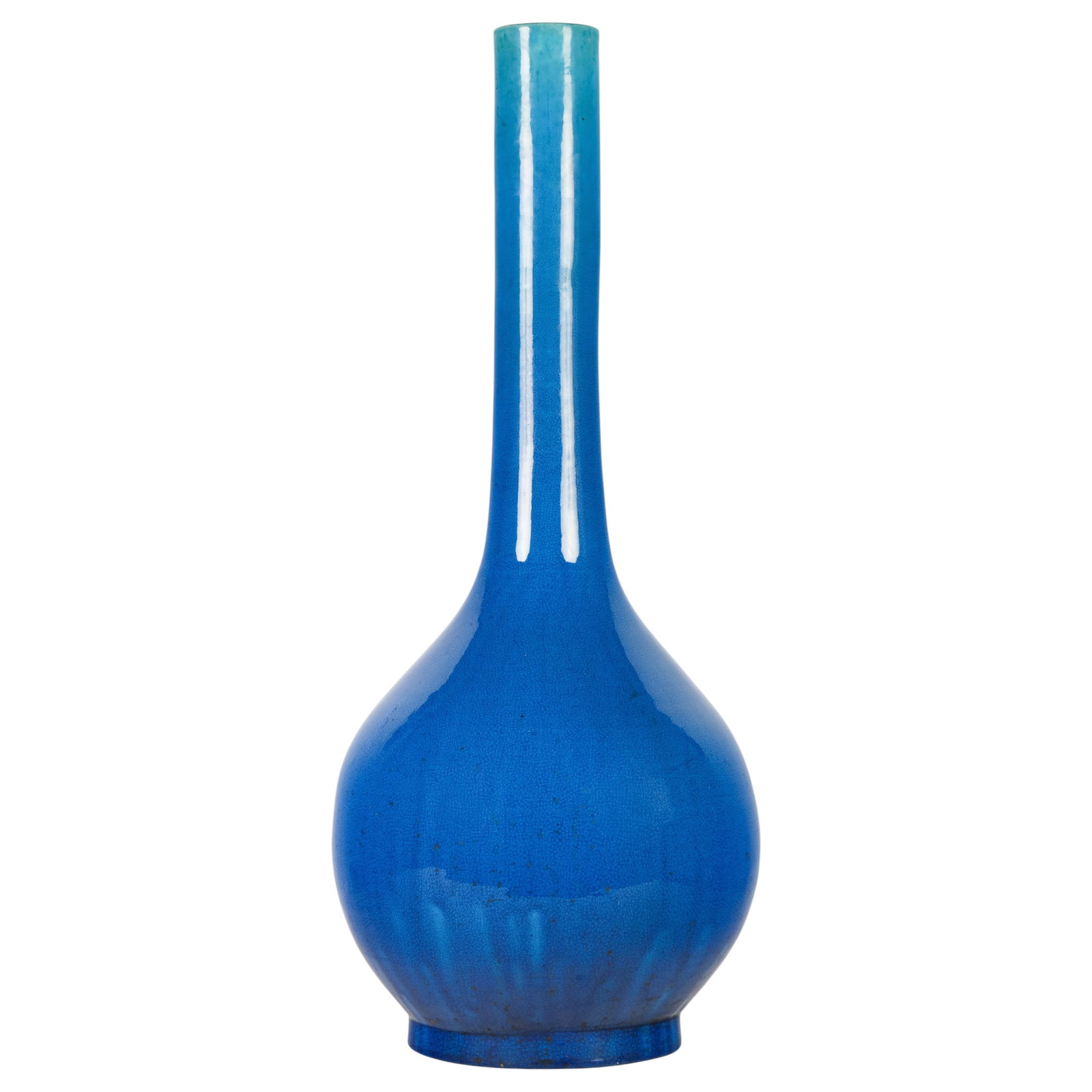 Chinese Powder Blue Flambe Bottle Neck Floor Vase (1 of 8)