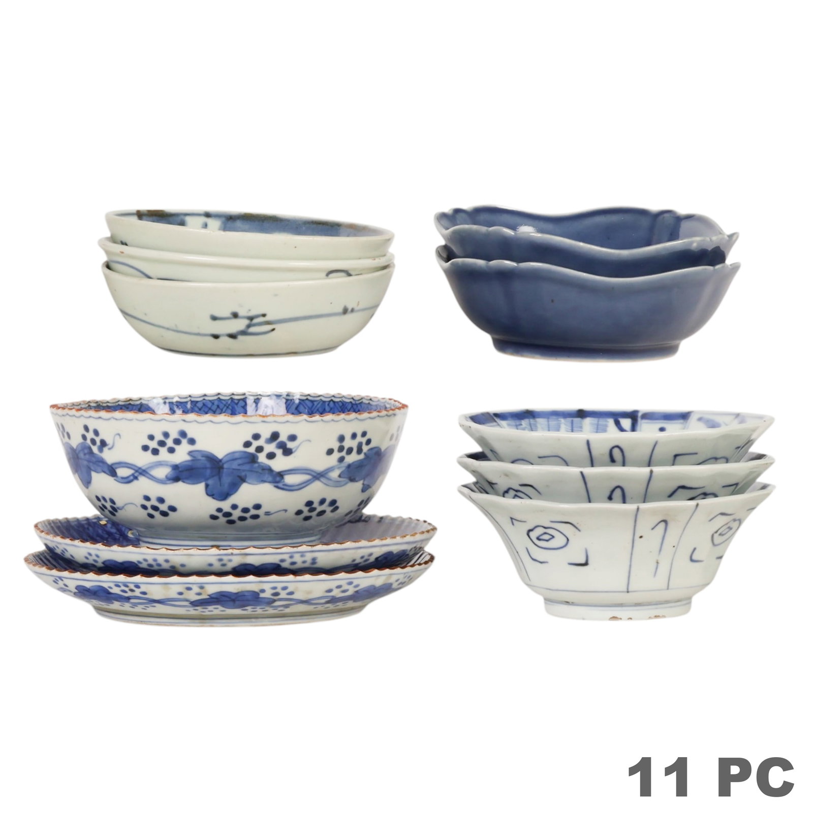 Chinese Blue and White Bowls and Plates 11pc. LOT (1 of 7)