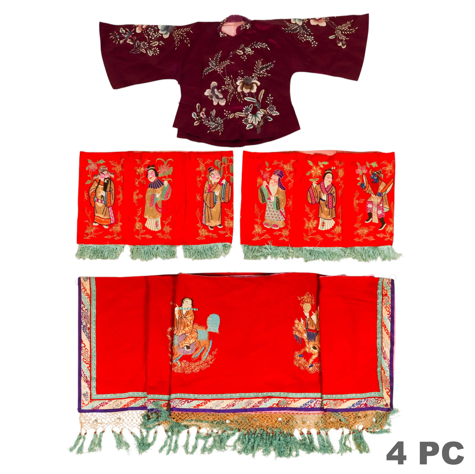 Chinese Embroidered Banner, Jacket and Panels LOT (1 of 7)