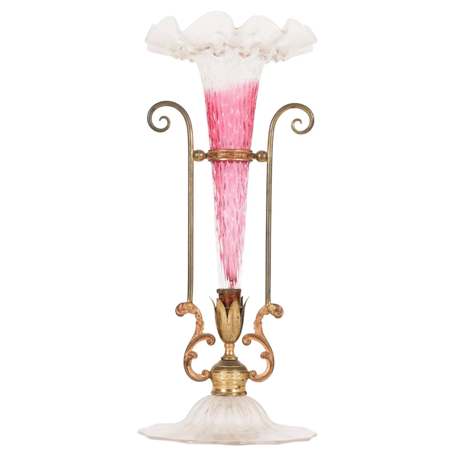 Victorian Bronze and Cranberry Glass Epergne Vase (1 of 12)