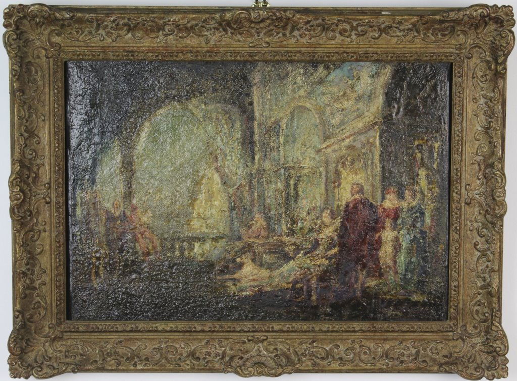 Signed Adolphe Monticelli Palace Scene Oil Painting Mar 30, 2016