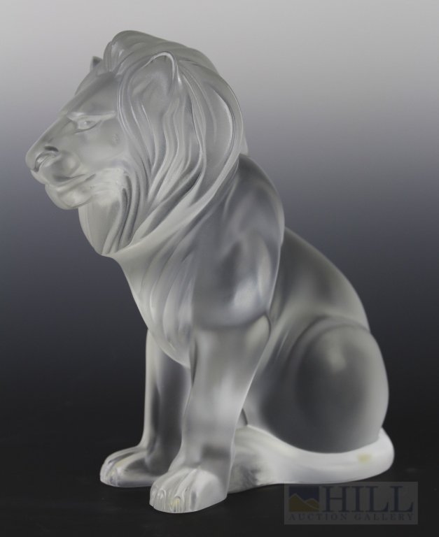 Lalique France Bamara Lion Cat Art Crystal 8" Figurine: Lalique "Bamara" Crystal Figurine. Crafted of Fine Quality French Art Glass. Features A Seated Male Lion. Signed Lalique France. Measures Approximately 8" Height 7" Length. In House USA Shipping $45 P