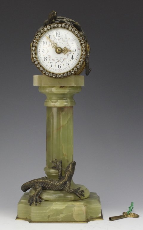 Rare CALDWELL Bronze Lizard French Pedestal Clock (1 of 10)