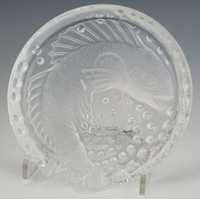 Lalique French Crystal Koi Fish Cigar Ashtray Dish (1 of 4)