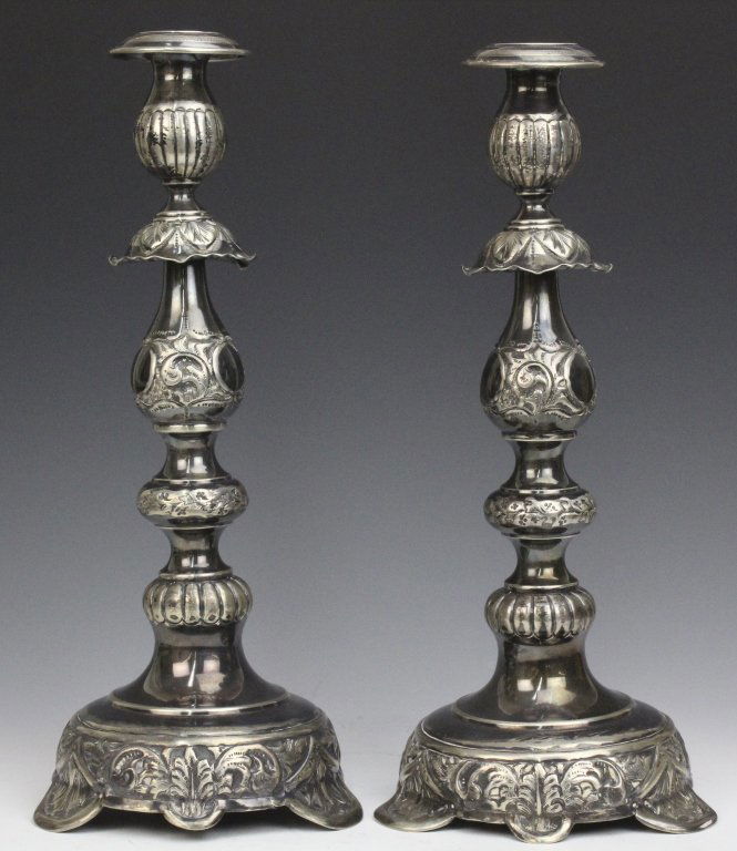 Antique Pair Polish 84 Sterling Seder Candlesticks (1 of 10)