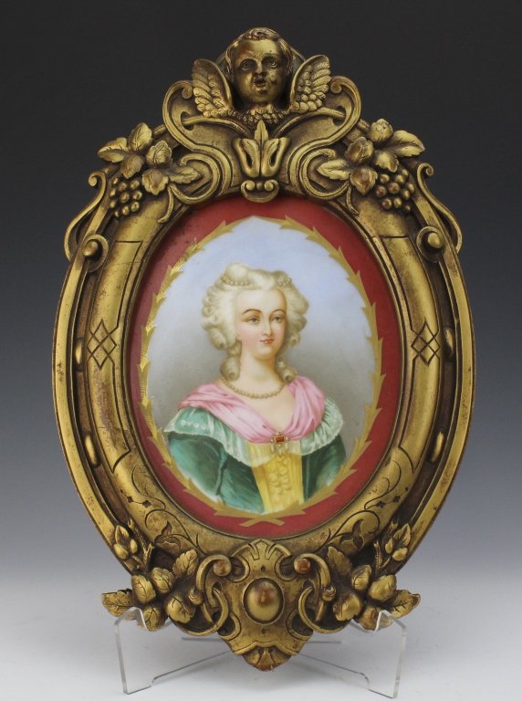 French Style Framed Porcelain Portrait Painting (1 of 7)