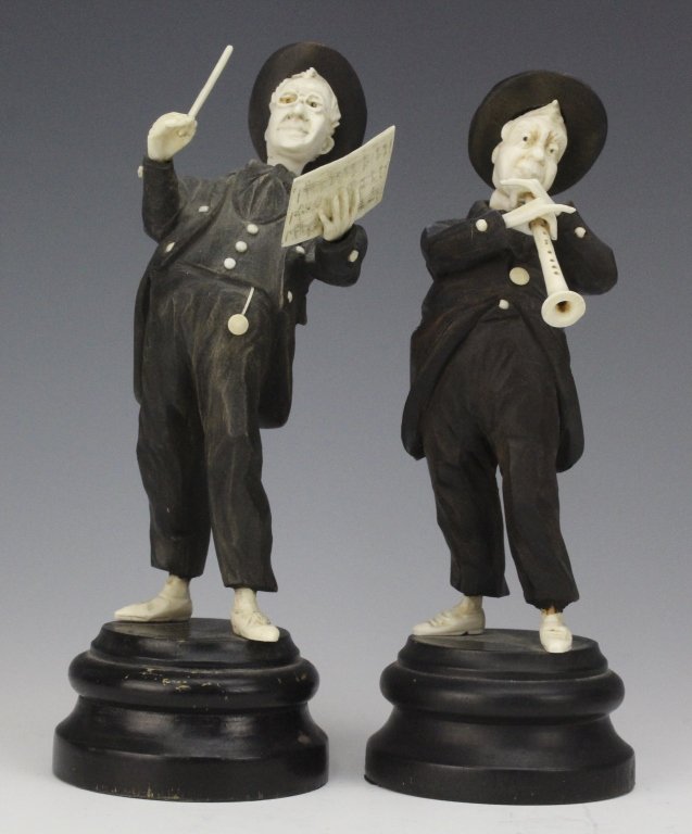Pair German Ebony Ivory Musician Conductor Statues (1 of 9)