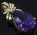 14k Gold Pear Shape Amethyst Diamond Pendant Charm - 3