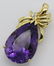 14k Gold Pear Shape Amethyst Diamond Pendant Charm - 4