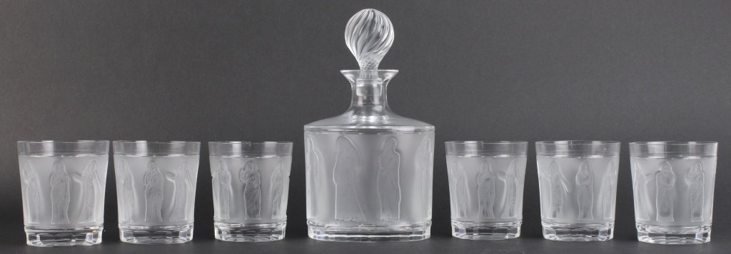 Lalique Art Glass FEMMES Decanter with 6 Tumblers (1 of 10)