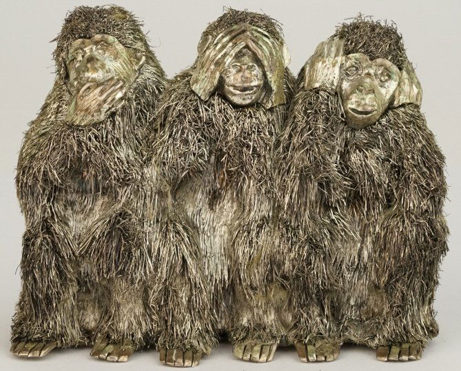 Sterling Silver Hear Speak See No Evil Monkeys (1 of 6)