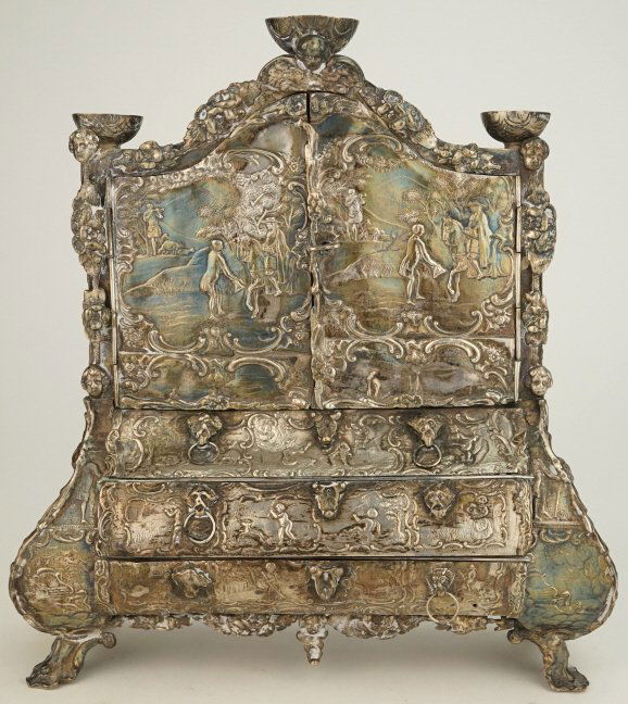 Ornate Rococo 800 Silver Miniature China Cabinet (1 of 10)