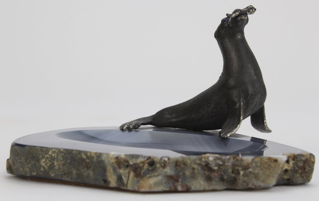 Signed Buccellati Silver Seal Agate Trinket Tray (1 of 9)