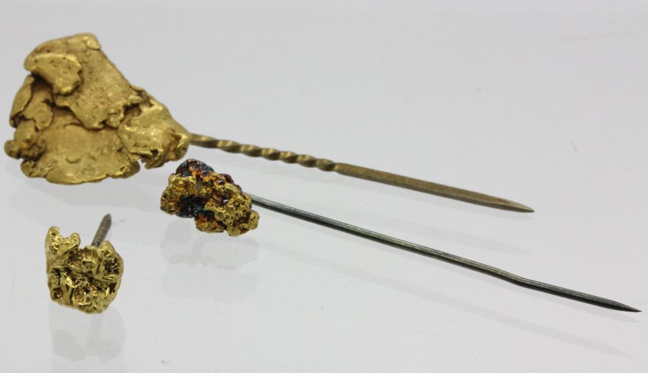 Lot 3 Natural High Karat Gold Nugget Stick Pin Tac (1 of 8)